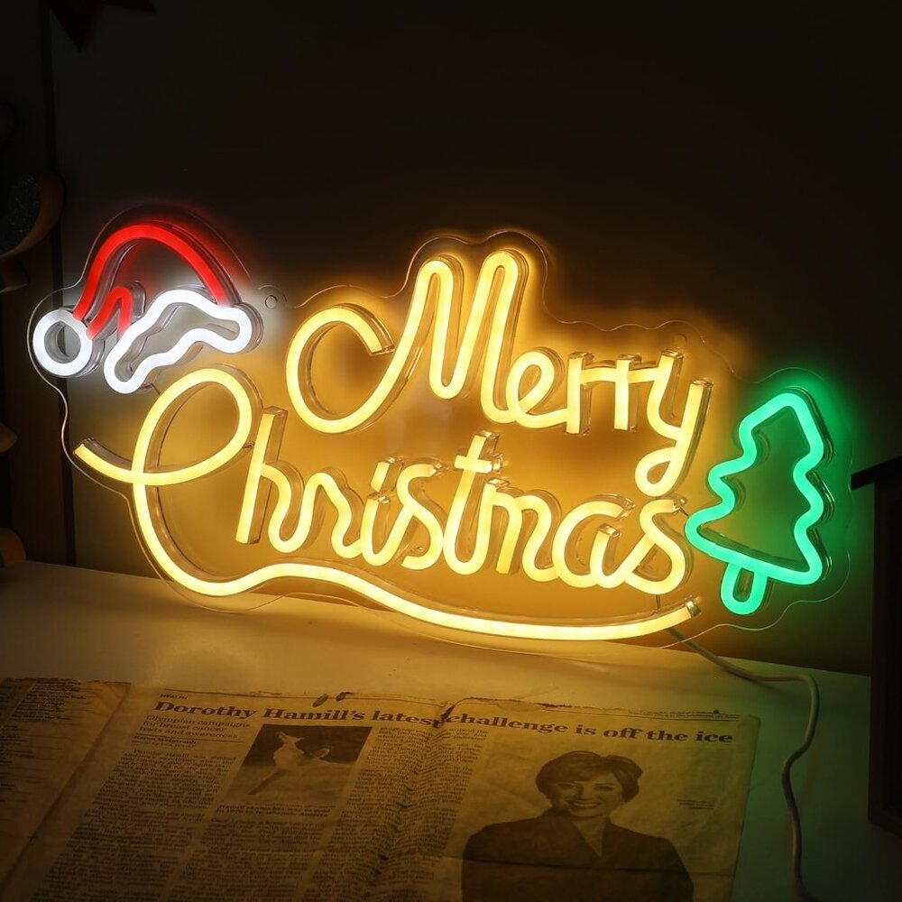 Neon Sign Light Battery USB Powered Warm White LED Base Christmas Decoration